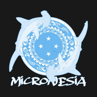 Hammerhead Sharks on Micronesian flag T-Shirt