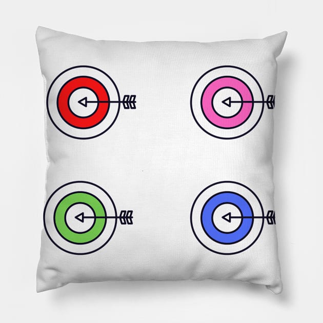 red pink green blue archery target design Pillow by Artistic_st