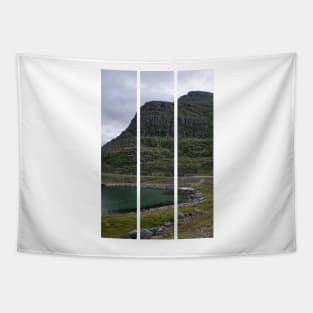 Wonderful landscapes in Norway. Nord-Norge. Beautiful scenery of Masoy coastline at Havoysund in the Troms og Finnmark. Cloudy day.  (vertical) Tapestry