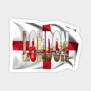 LONDON - London Reds with Big Ben & Flag Magnet