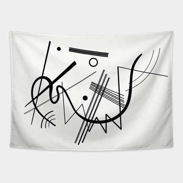 Kandinsky - Black and White Abstract Art Tapestry by shamila