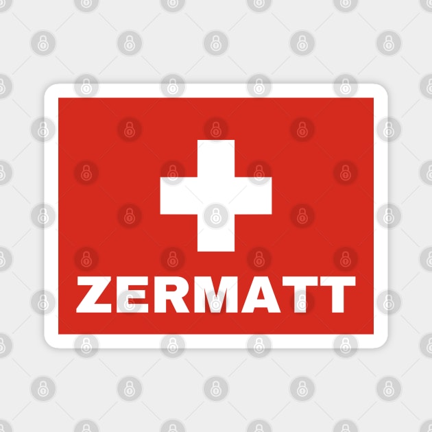 Zermatt City in Swiss Flag Magnet by aybe7elf