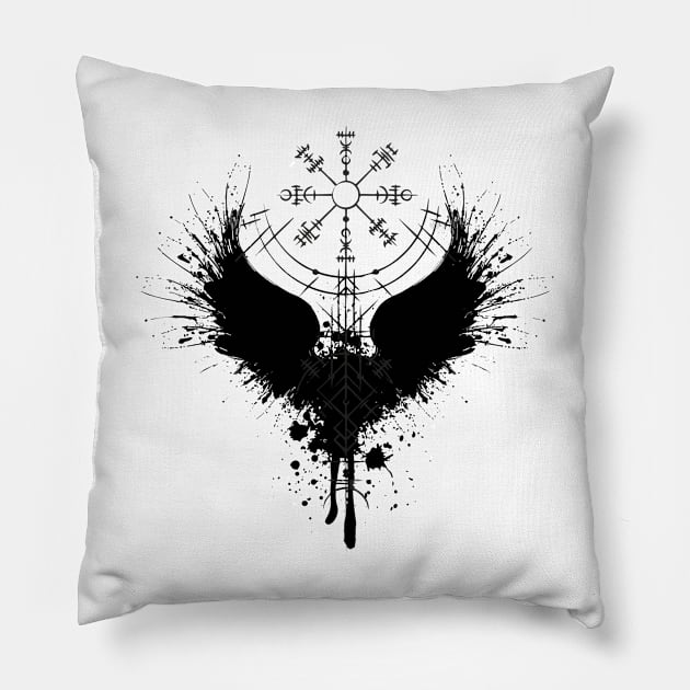 Raven Splash Pillow by PGasbarroneArt