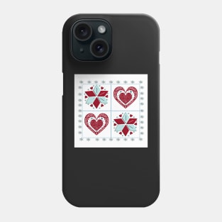 Winter Design Nordic Scandinavian Heart & Star Pattern Snowflake Design Quilt Phone Case