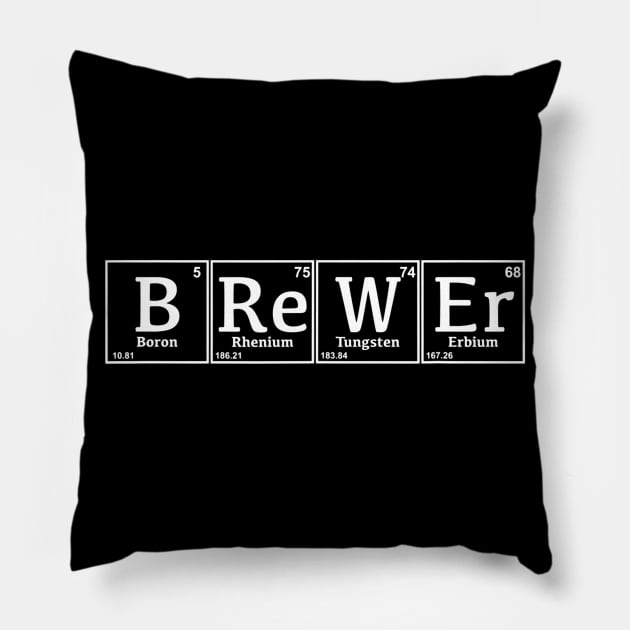 Periodic Brewer Nerdy Beer Brewing Gift Chemistry Humor Pillow by danielfarisaj