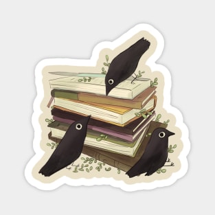 Old Books and crows Magnet