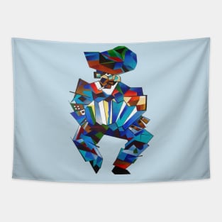 Accordion Player Isolated Geometric Abstract Style Art Tapestry