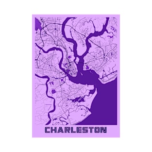 Charleston - United States Lavender City Map T-Shirt