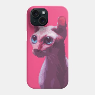 purple sphynx cat head pixel art Phone Case