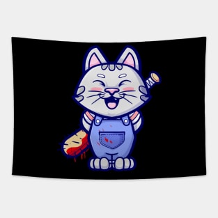 Psycho Cat: Unleashing Crazed Cuteness with a Vengeful Meow Tapestry