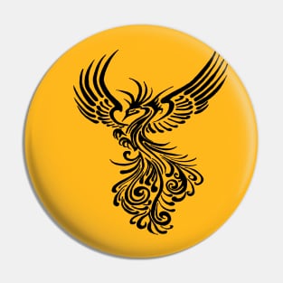 Mythical Phoenix Creature In Flight Artistic Illustration Black Pin