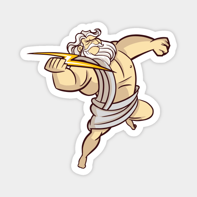 Funny Greek God Zeus with Lightning Bolt Magnet by SLAG_Creative