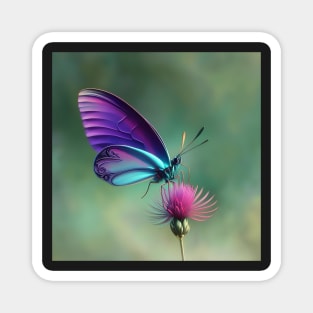 A pretty Butterfly sitting on a flower Magnet