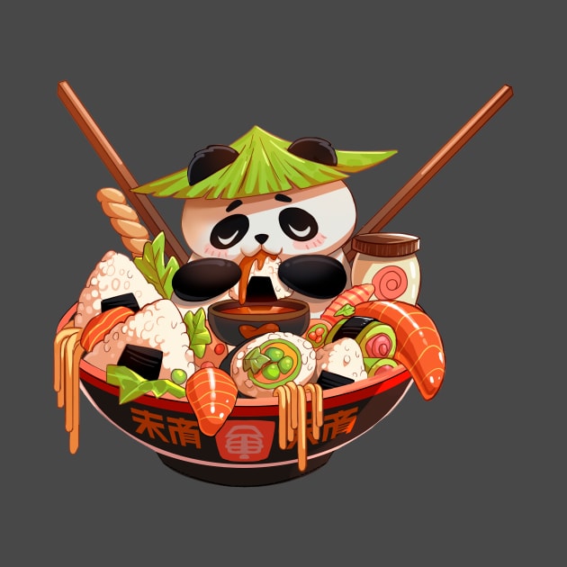 Panda bear Onigiri T-Shirt by felixantosart