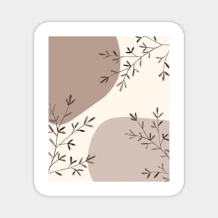 Simple Minimalist Abstract Leaves Flowers Warm Tones Pattern Magnet