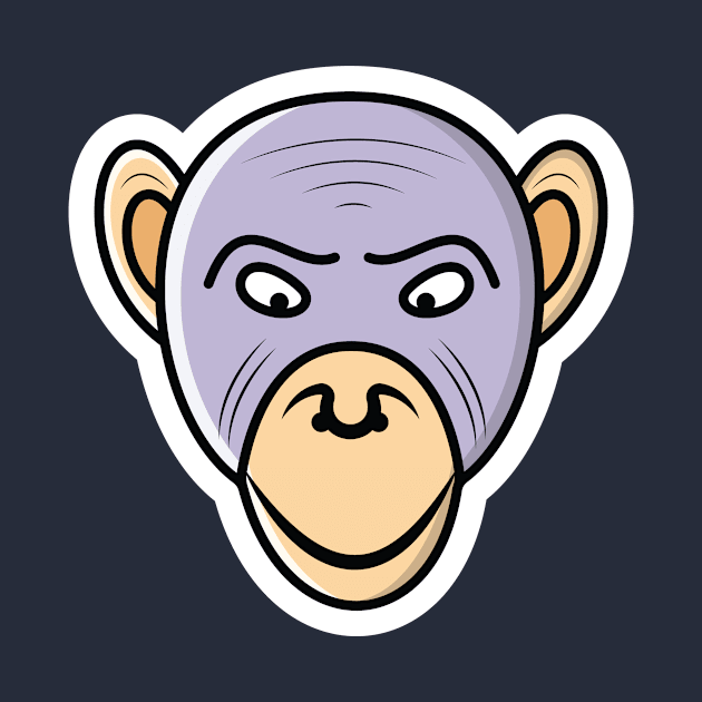 Monkey Head Cartoon Character Sticker vector illustration. Animal nature icon concept. cheerful monkey head sticker vector design on pink background with shadow. by AlviStudio