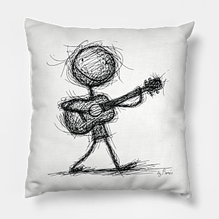 Stickman Playing Spanish Guitar Pillow