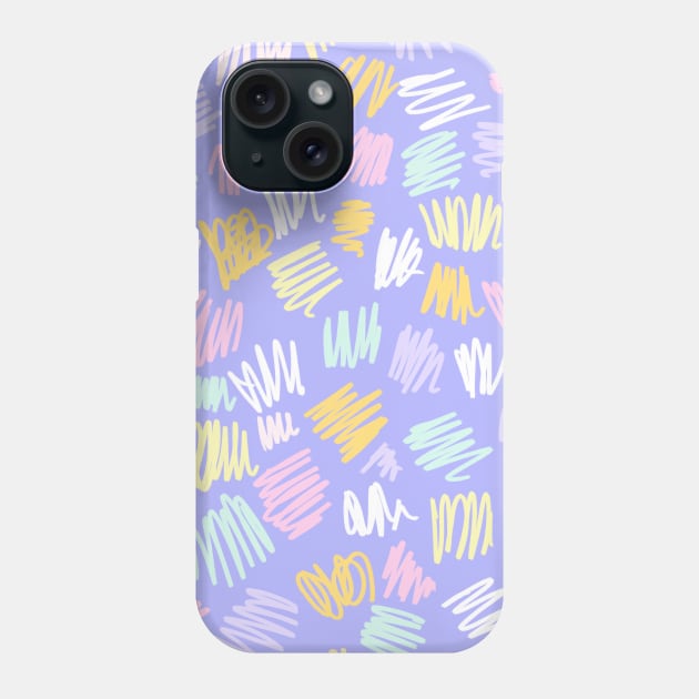 Purple Pastel Cute Doodle Pattern Phone Case by Trippycollage