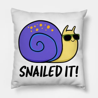 Snailed It Cute Snail Pun Pillow