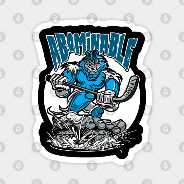 Abominable Snowman Hockey Player Mascot Magnet by eShirtLabs