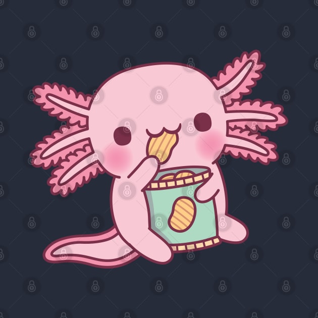 Cute Axolotl Eating Potato Chips by rustydoodle