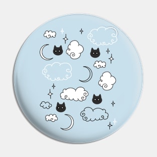 Cat Cloud Night Sky Pattern Pin