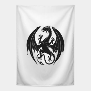 Silhouette heraldic dragon insignia Tapestry