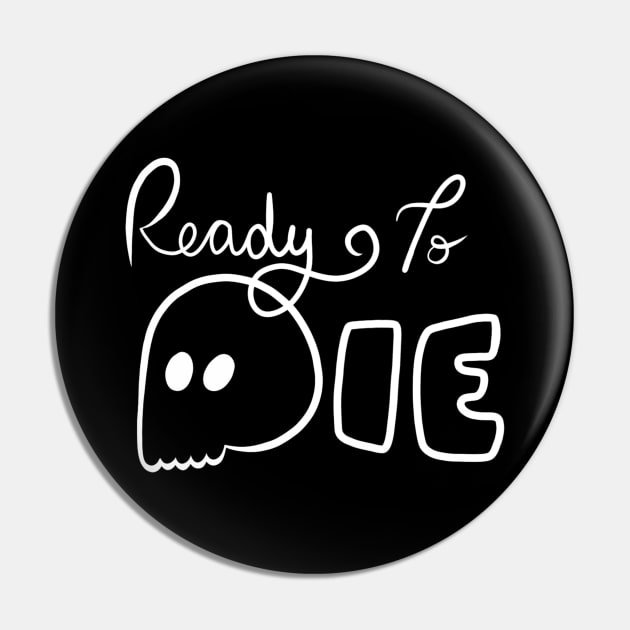 Ready To Die Emo Skull (White) Pin by inatorinator