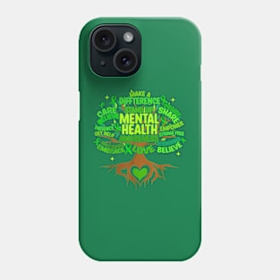 Mental Health Awareness Tree, Grreen Ribbon Phone Case