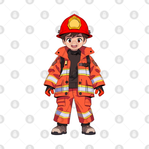 Happy Cartoon Firefighter Fire Man by designs4days