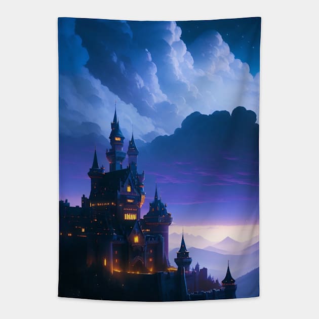 Enchanted Kingdom: The Fairy Castle in a Magical World Tapestry by Fanbros_art