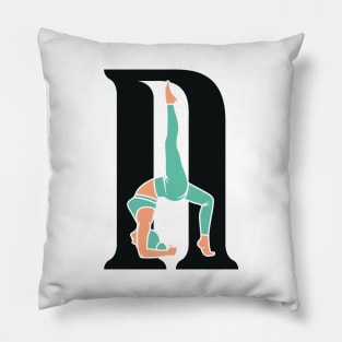 Sports yoga women in letter N Sticker design vector illustration. Alphabet letter icon concept. Sports young women doing yoga exercises with letter N sticker design logo icons. Pillow