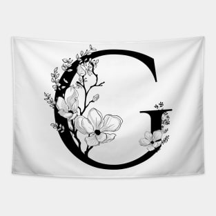 Letter G Monogram - Floral Initial Tapestry