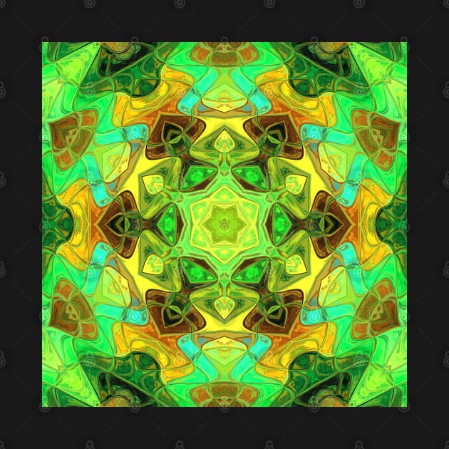 Mosaic Mandala Flower Yellow Green and Blue by WormholeOrbital