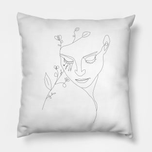 Woman face with flowers Pillow