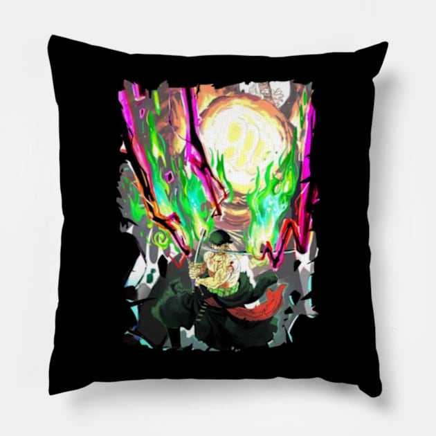 RORONOA ZORO MERCH VTG Pillow by Melesz.Ink Tattoo