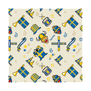 Sweden Soccer Fan Pattern T-Shirt