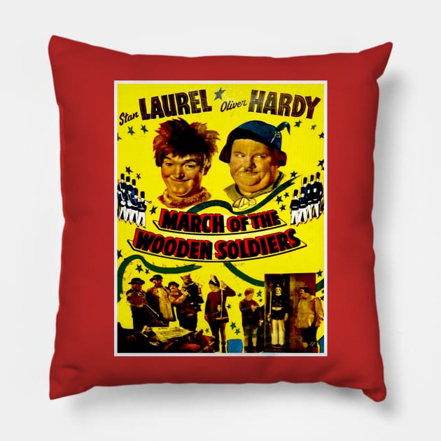 March of the wooden Soldiers Vintage Laurel and Hardy Movie Poster Pillow by posterbobs