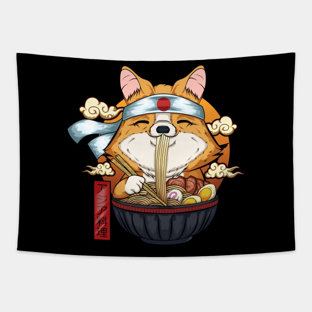 Corgi Ramen Tapestry by Anime Gadgets