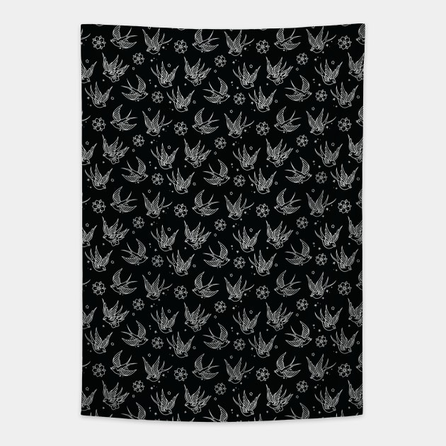 Sparrow Tattoo Pattern Tapestry by Seven Relics