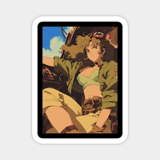 Steampunk Vintage 90s Anime Girl Magnet