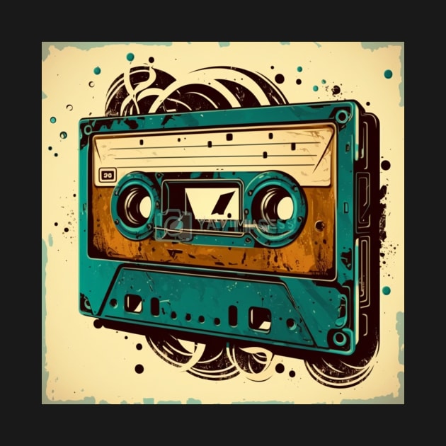 Vintage old audio cassette tape in vibrant color. by Liana Campbell