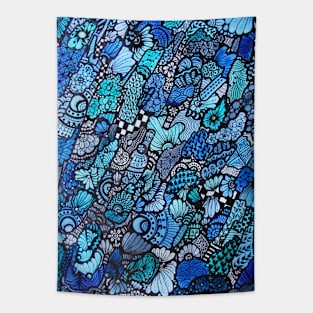 Blue Zen Doodle Tapestry