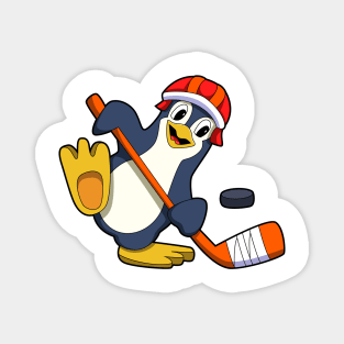 Penguin at Ice hockey with Ice hockey stick & Cap Magnet