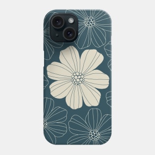 Marsh Mallow Doodle Flower Beige and Navy Blue Phone Case