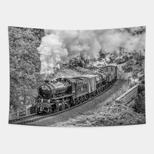 62005 K1 Goods Train - Black and White Tapestry by SteveHClark