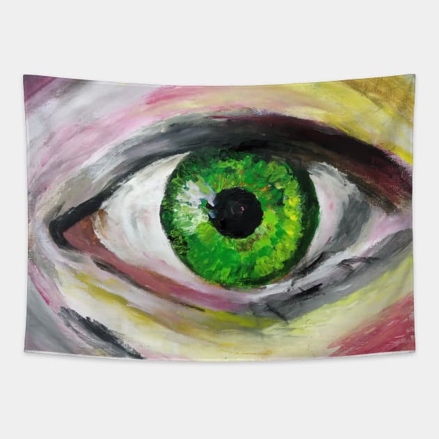 Green Eye Painting Tapestry by Manitarka