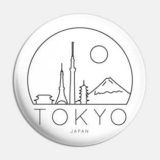 Minimalist Tokyo Japan Skyline Lineart Black and White Pin