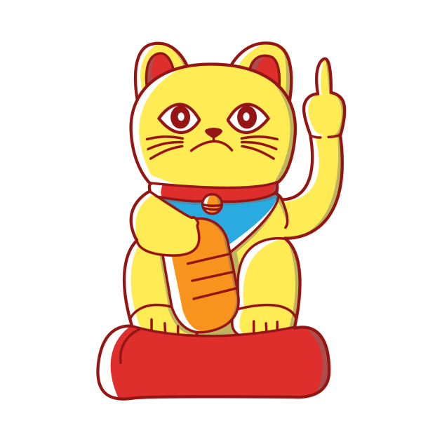 Middle Finger Mis-Fortune Cat by dumbshirts