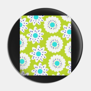 White flowers in mint and lime green Pin